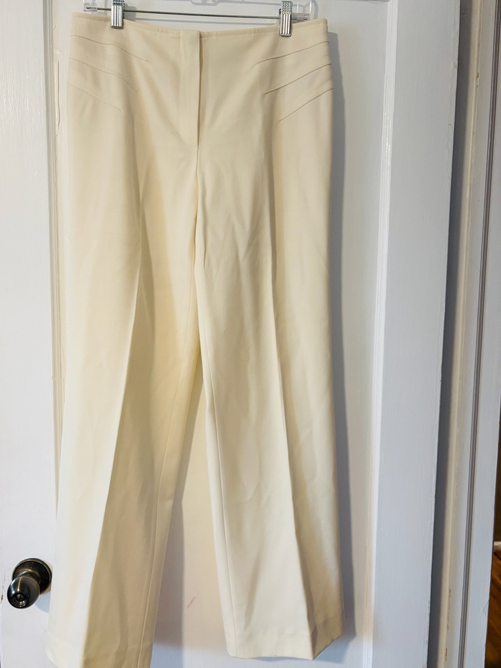 NWOT Escada Women's Cream Wide-Leg Dress Wool Pants, size 38